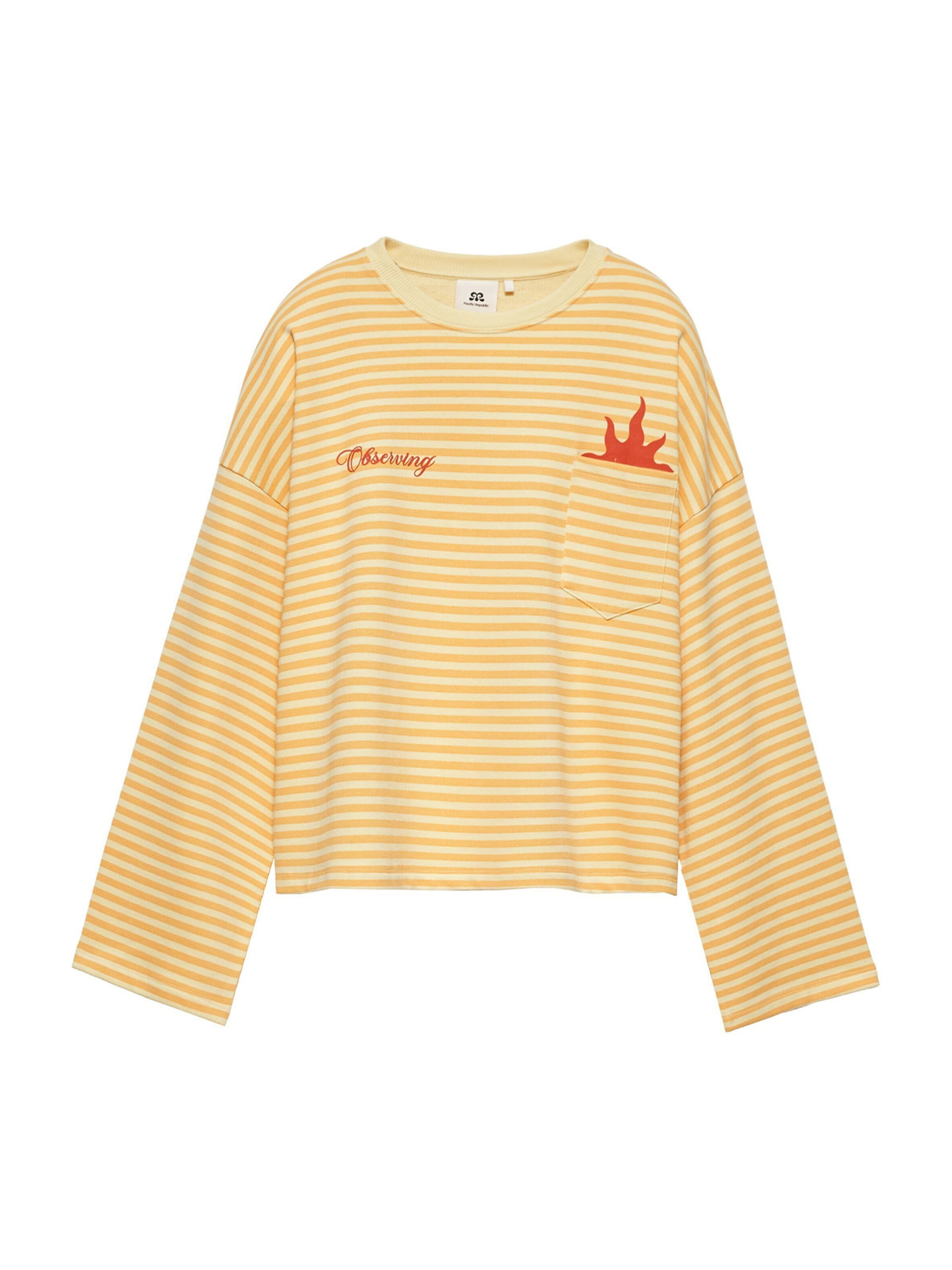 Pull&Bear Sweatshirt 'PACIFIC' i XS i creme / safran / brandrød, Produktvisning
