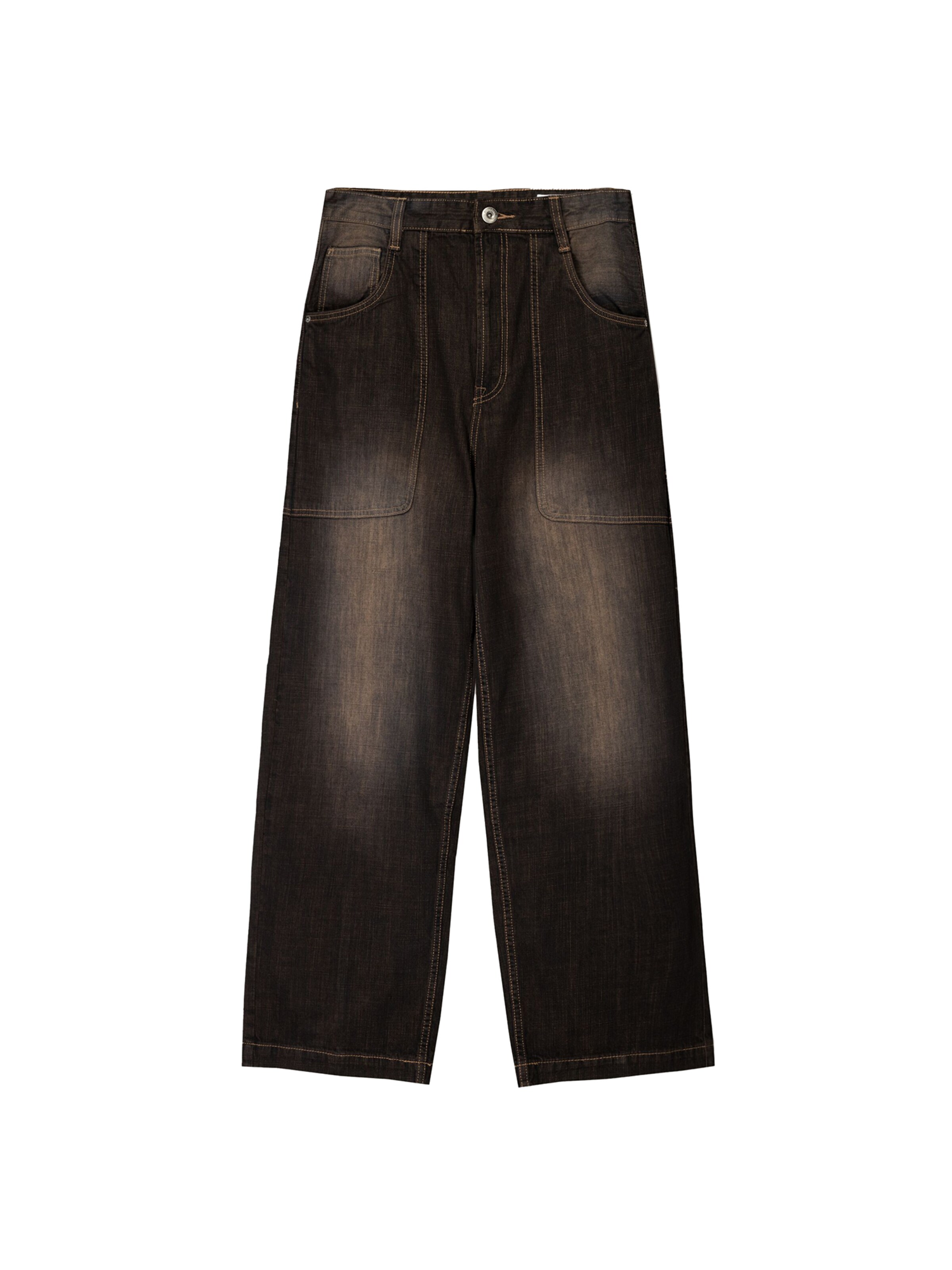 Wide leg Jeans di Bershka in marrone: frontale