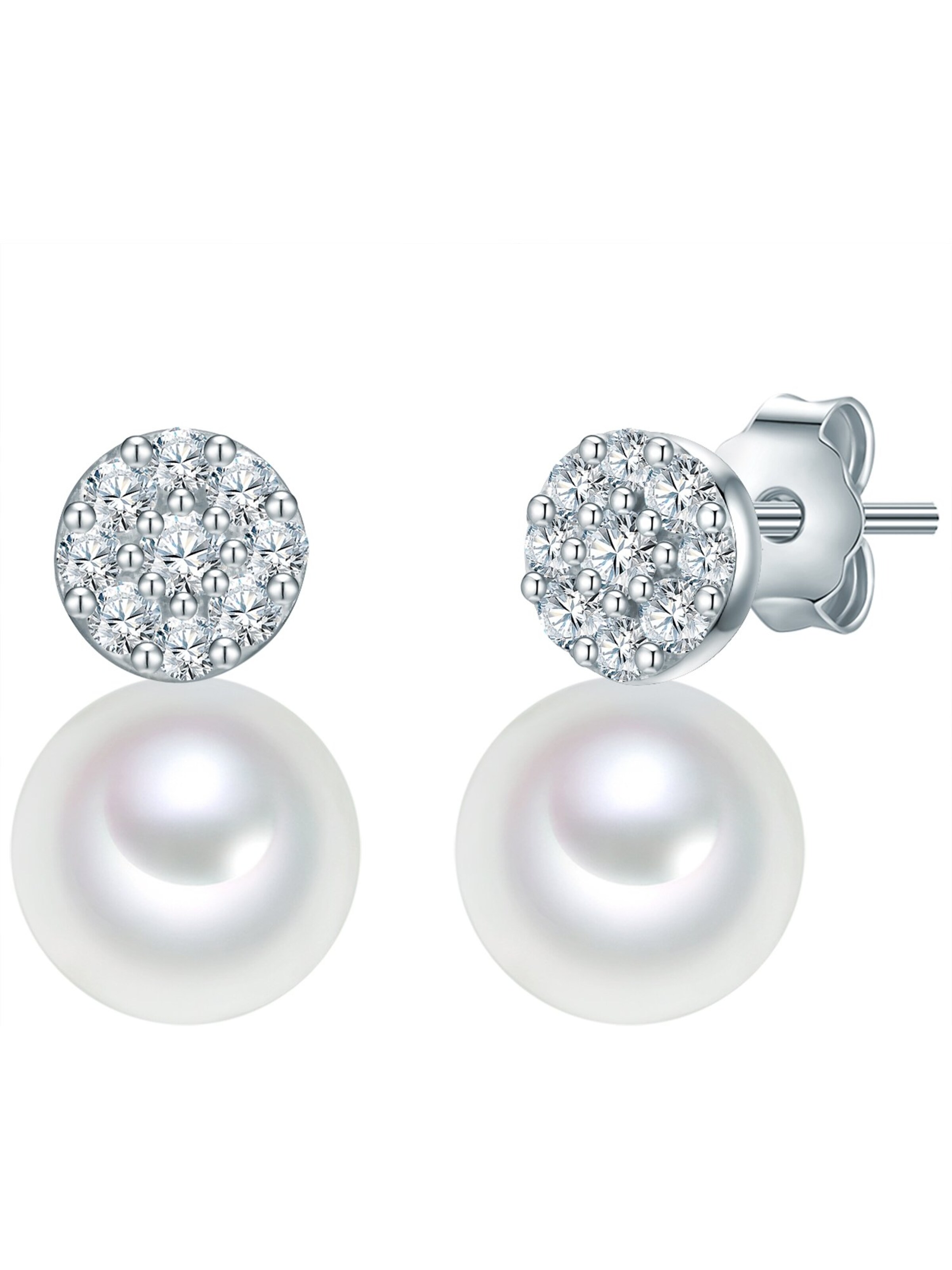 Boucles d'oreilles Valero Pearls en blanc : devant
