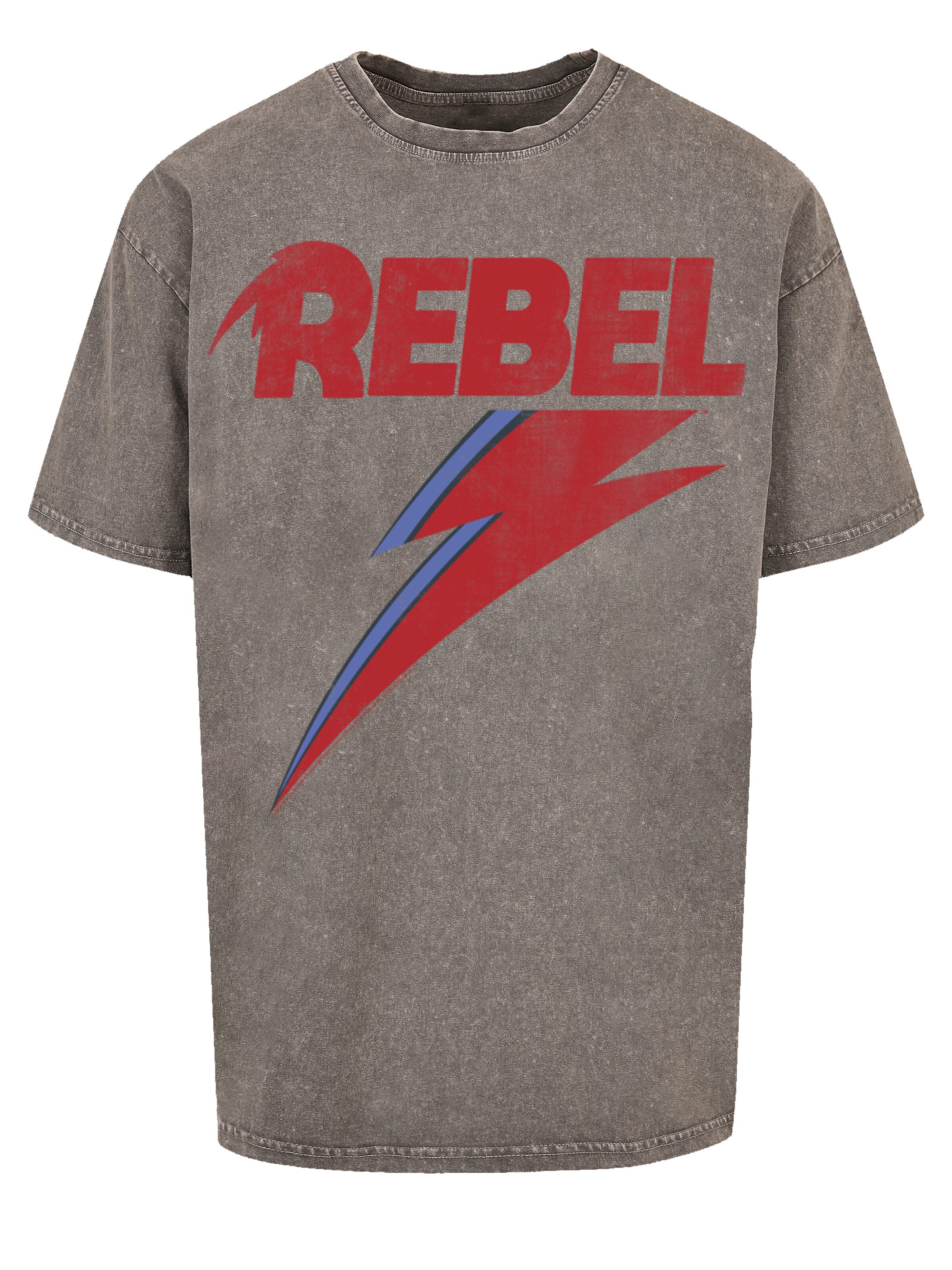 F4NT4STIC Shirt 'David Bowie Distressed Rebel' in Grijs: voorkant