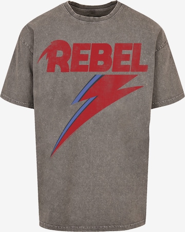 F4NT4STIC Shirt 'David Bowie Distressed Rebel' in Grijs: voorkant