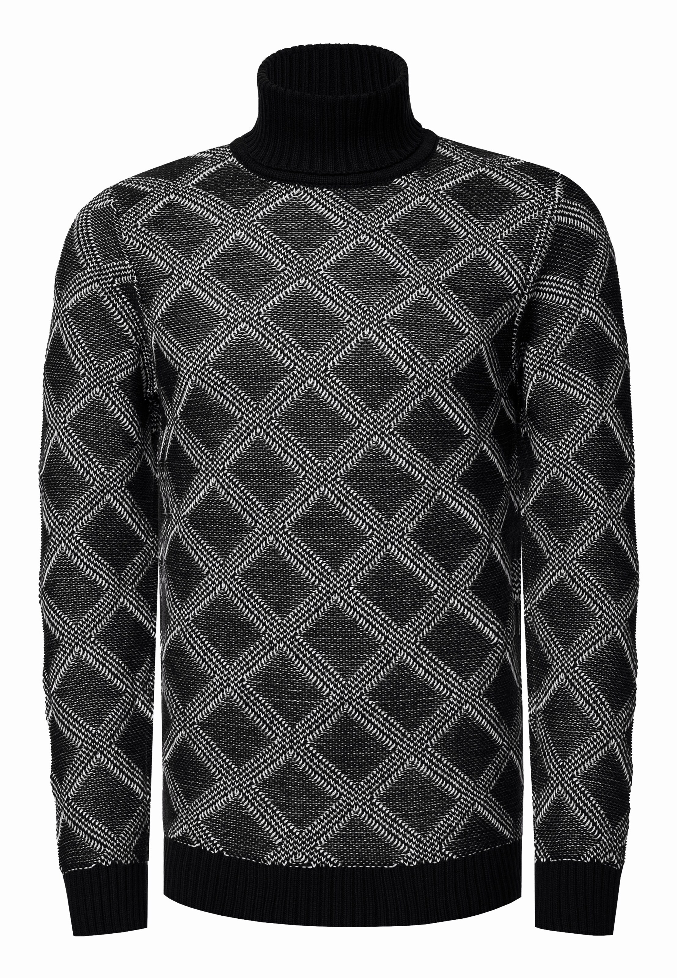 Rusty Neal Rollkragenpullover in Schwarz: Vorderseite