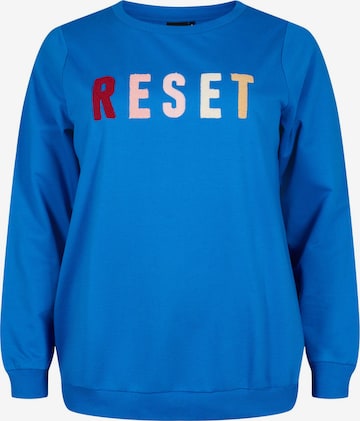 Zizzi Sweatshirt in Blauw: voorkant