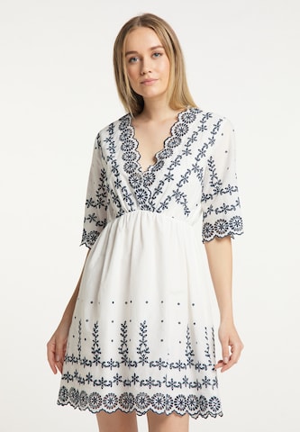 DreiMaster Vintage - Vestido de verano en blanco: frente