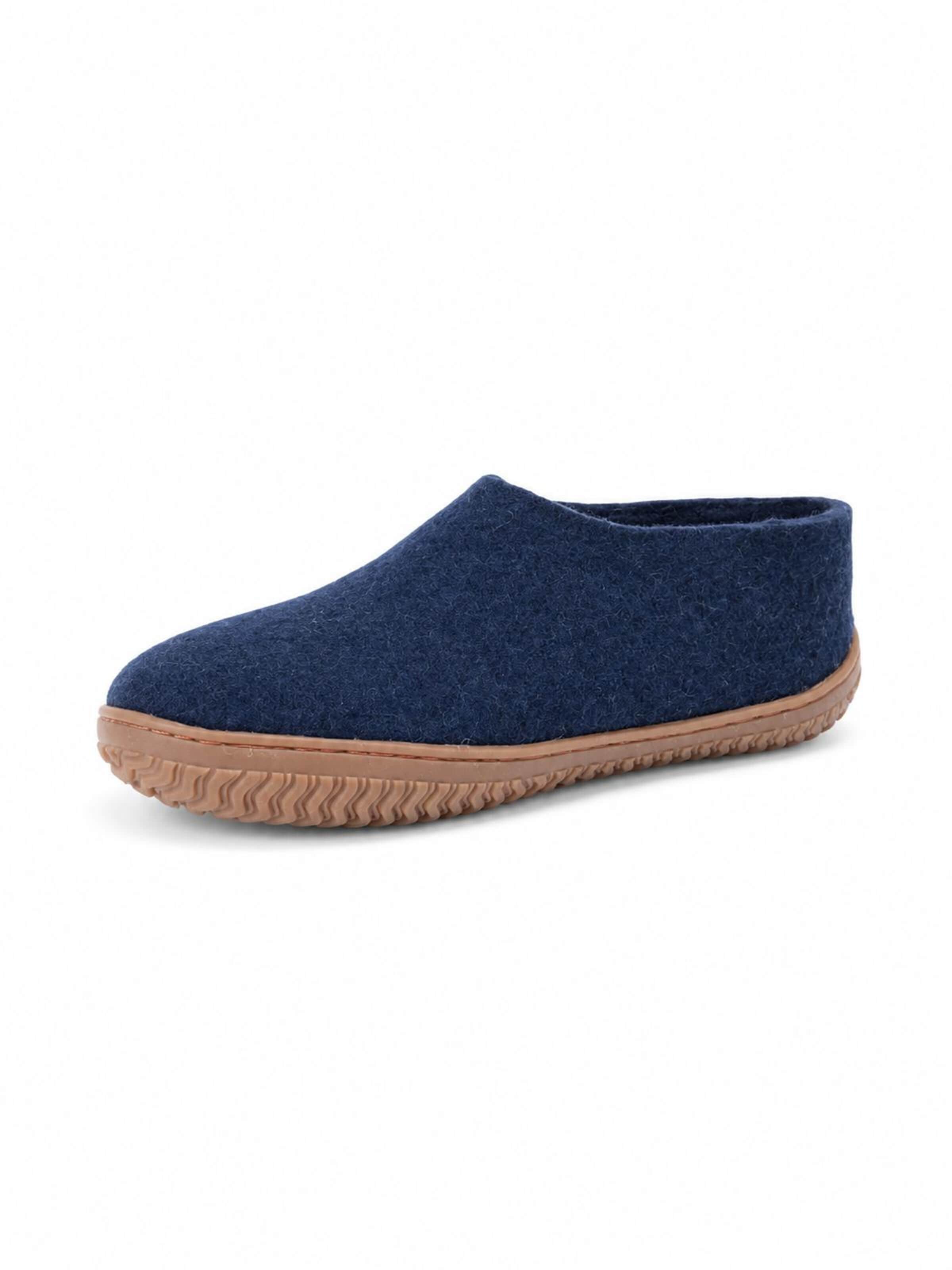 SHUS walk with nature Huisschoenen 'Uld hjemmesko (100% ren uld)  m/Gummisål - Dansk Design fra SHUS' in Blauw: voorkant