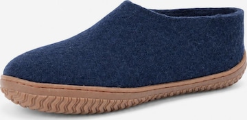 SHUS walk with nature Huisschoenen 'Uld hjemmesko (100% ren uld) m/Gummisål - Dansk Design fra SHUS' in Blauw: voorkant