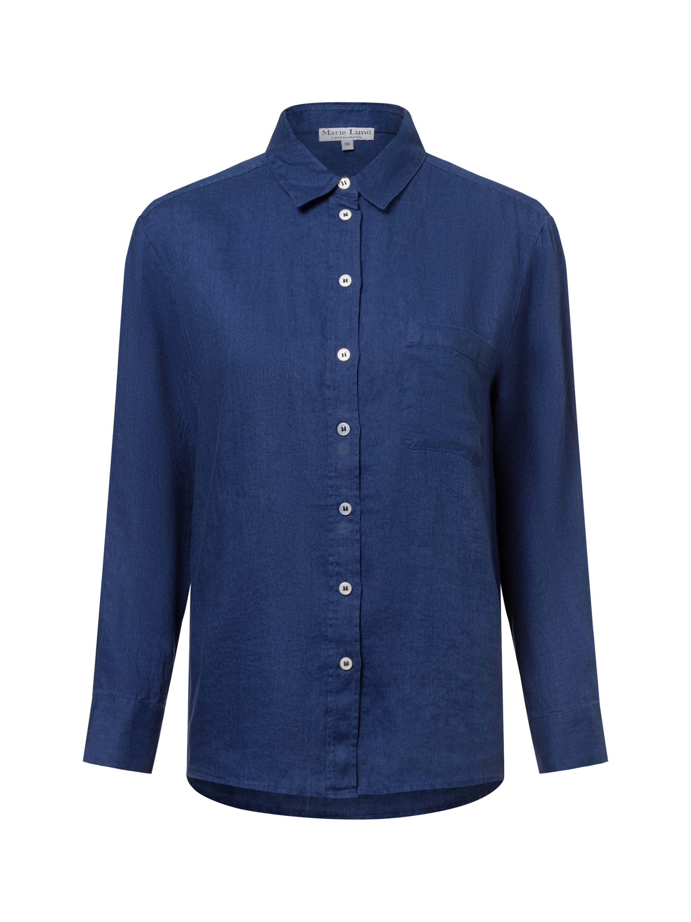 Marie Lund Leinenbluse in Blau: Vorderseite