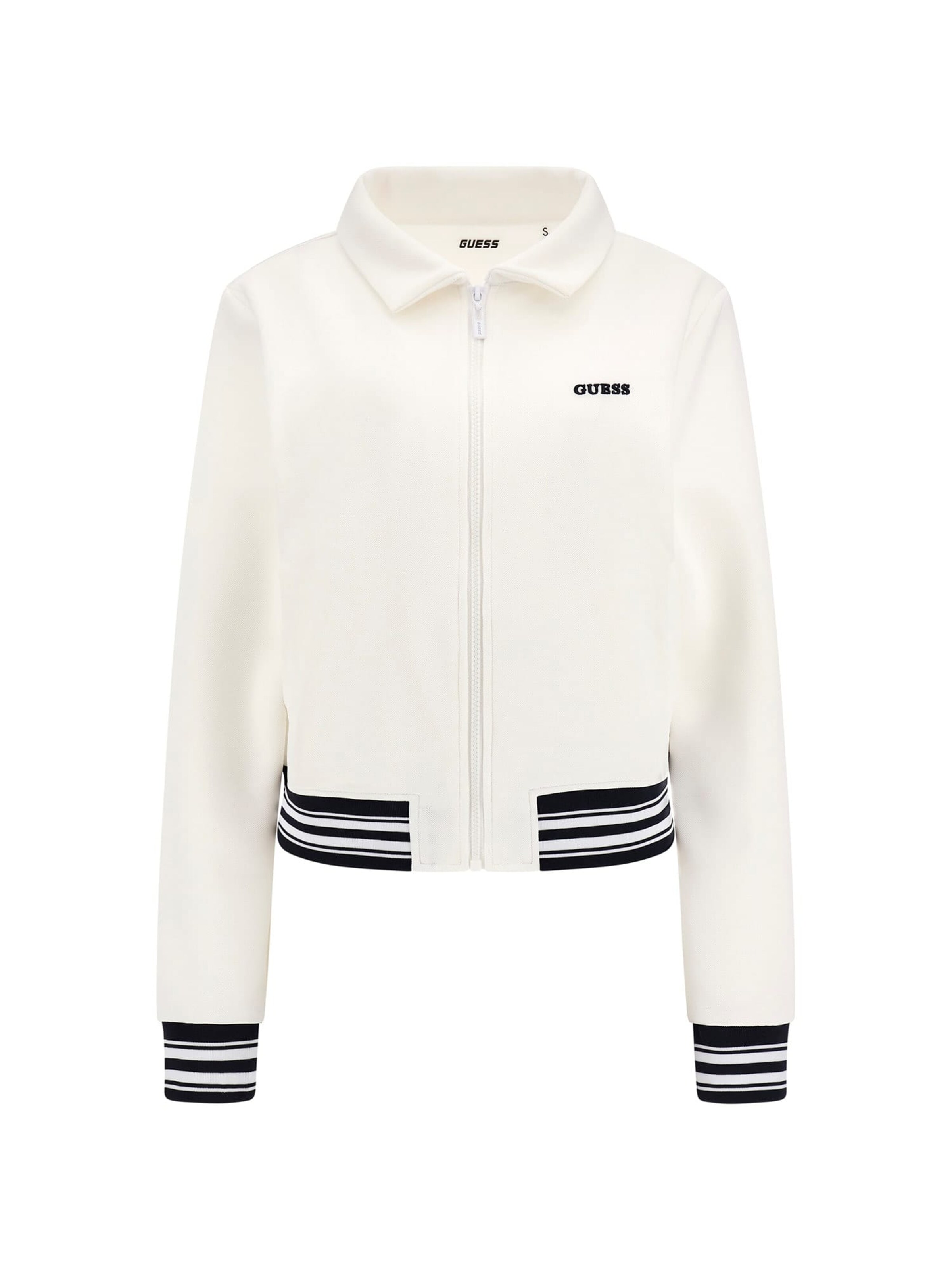 GUESS Zip-Up Hoodie in White: front