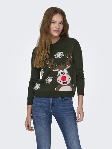 ONLY Trui 'XMAS' in Groen: voorkant