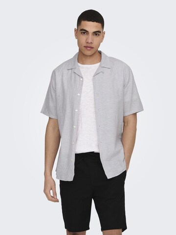 Only & Sons Regular fit Button Up Shirt 'Caiden' in Grey: front