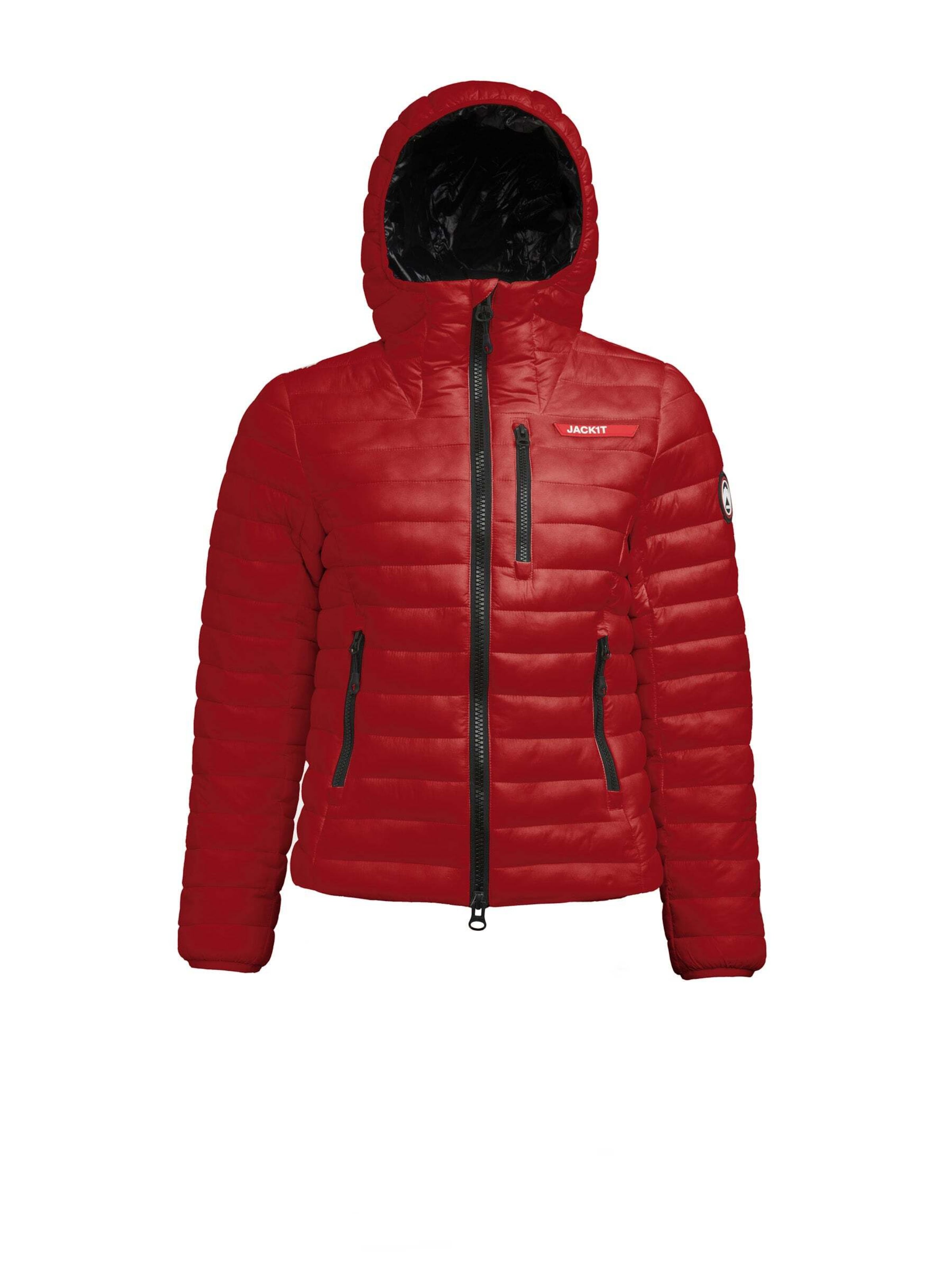 JACK1T Jacke ' SATEL1TE Kapuzen-Daunenjacke 2.0 ' in Rot: Vorderseite