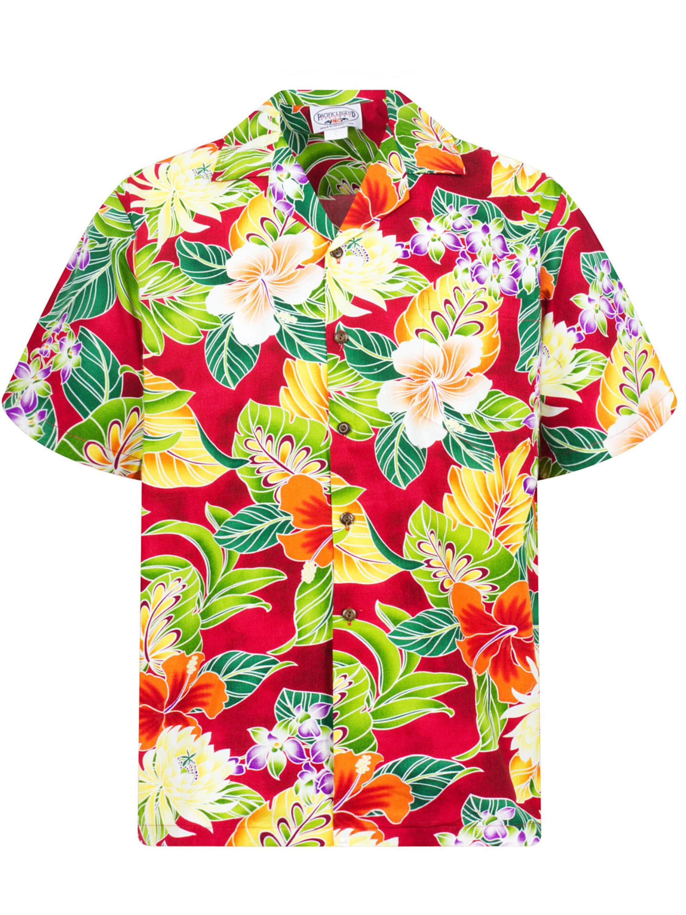Pacific Legend Button Up Shirt 'New Flower' in Red: front