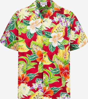 Pacific Legend Button Up Shirt 'New Flower' in Red: front