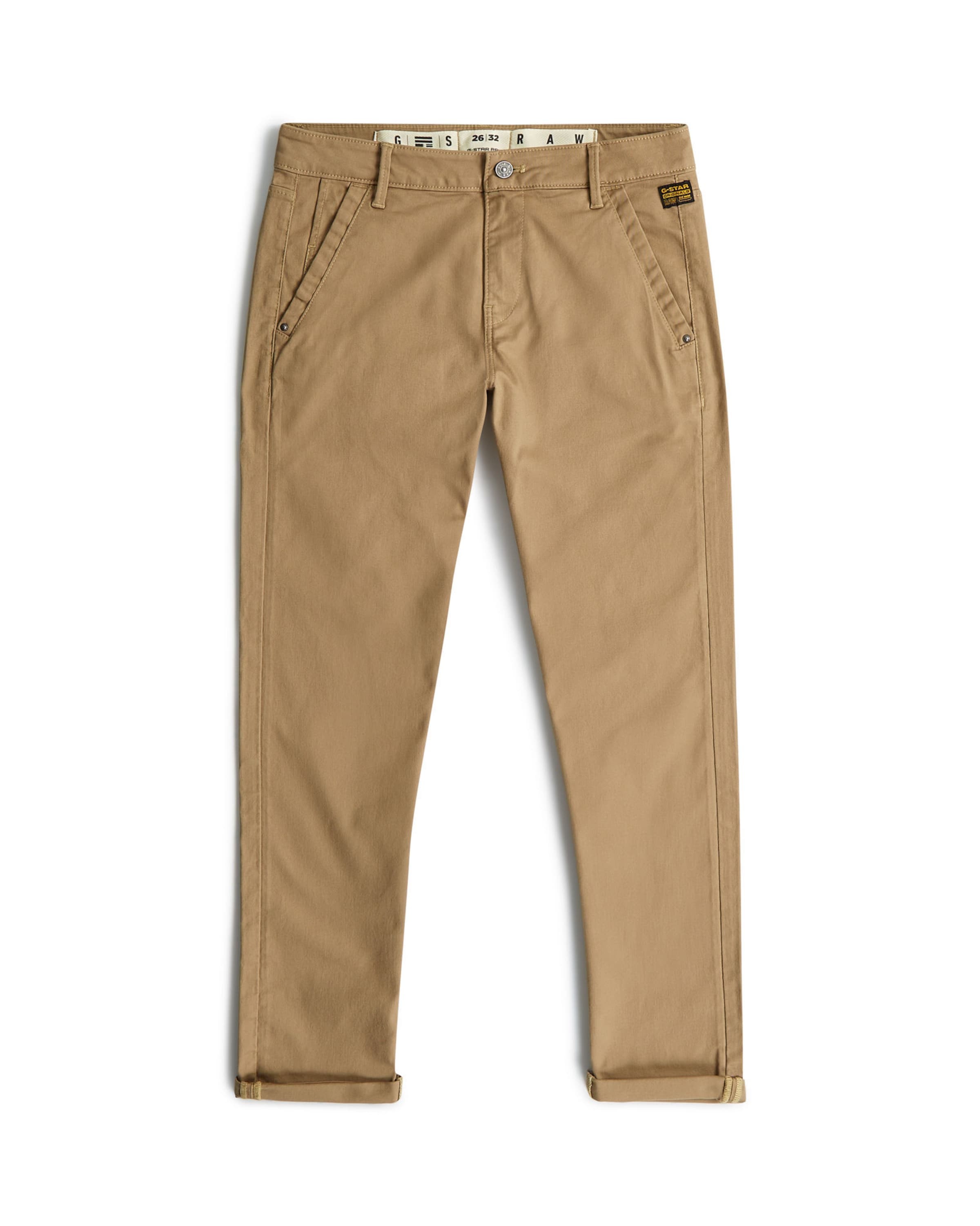 brūns G-STAR Pakapēniski sašaurināts piegriezums Čino bikses 'Kate': no priekšpuses