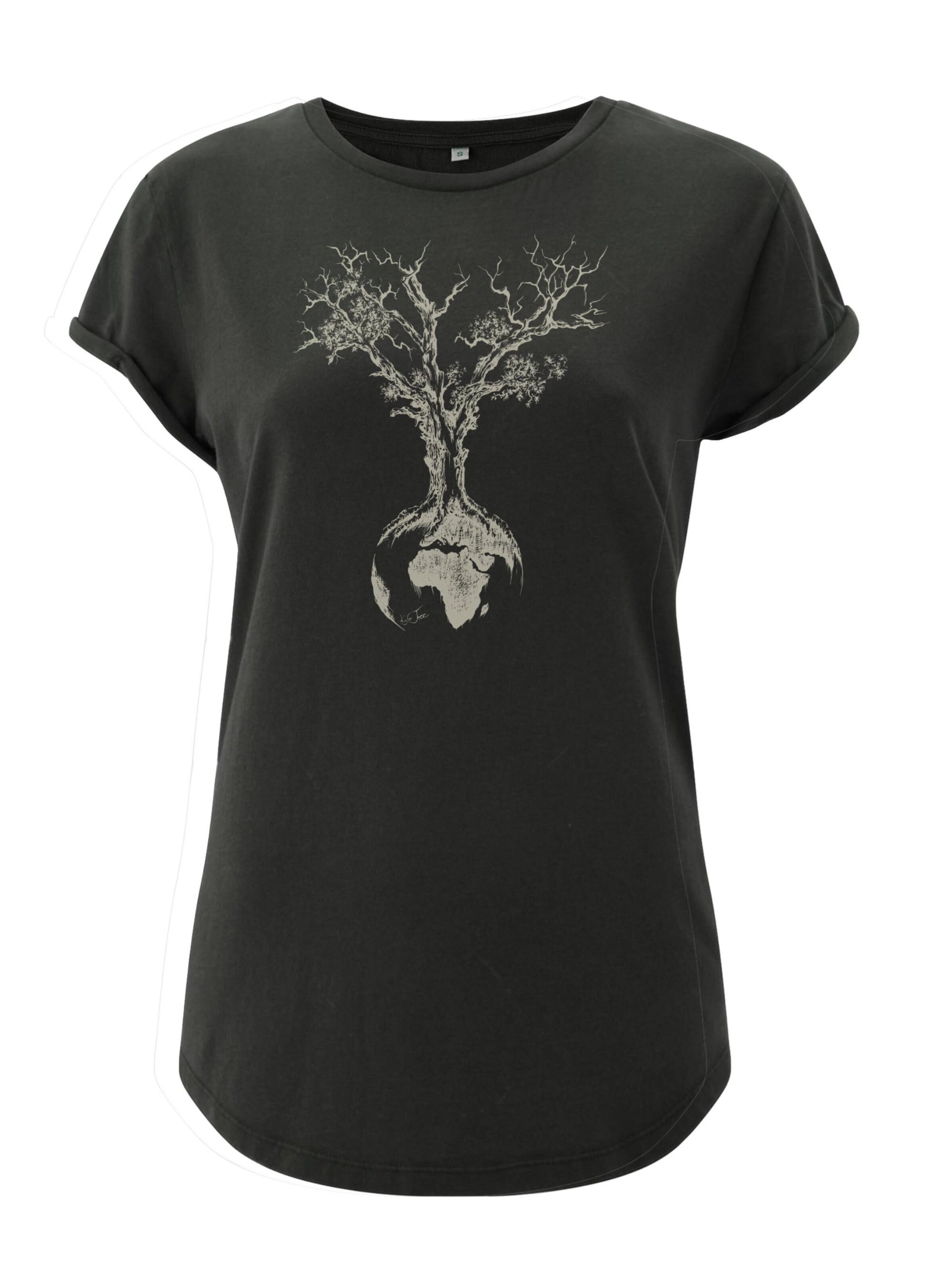 Life-Tree Shirt 'Fairwear Weltenbaum' in Black: front