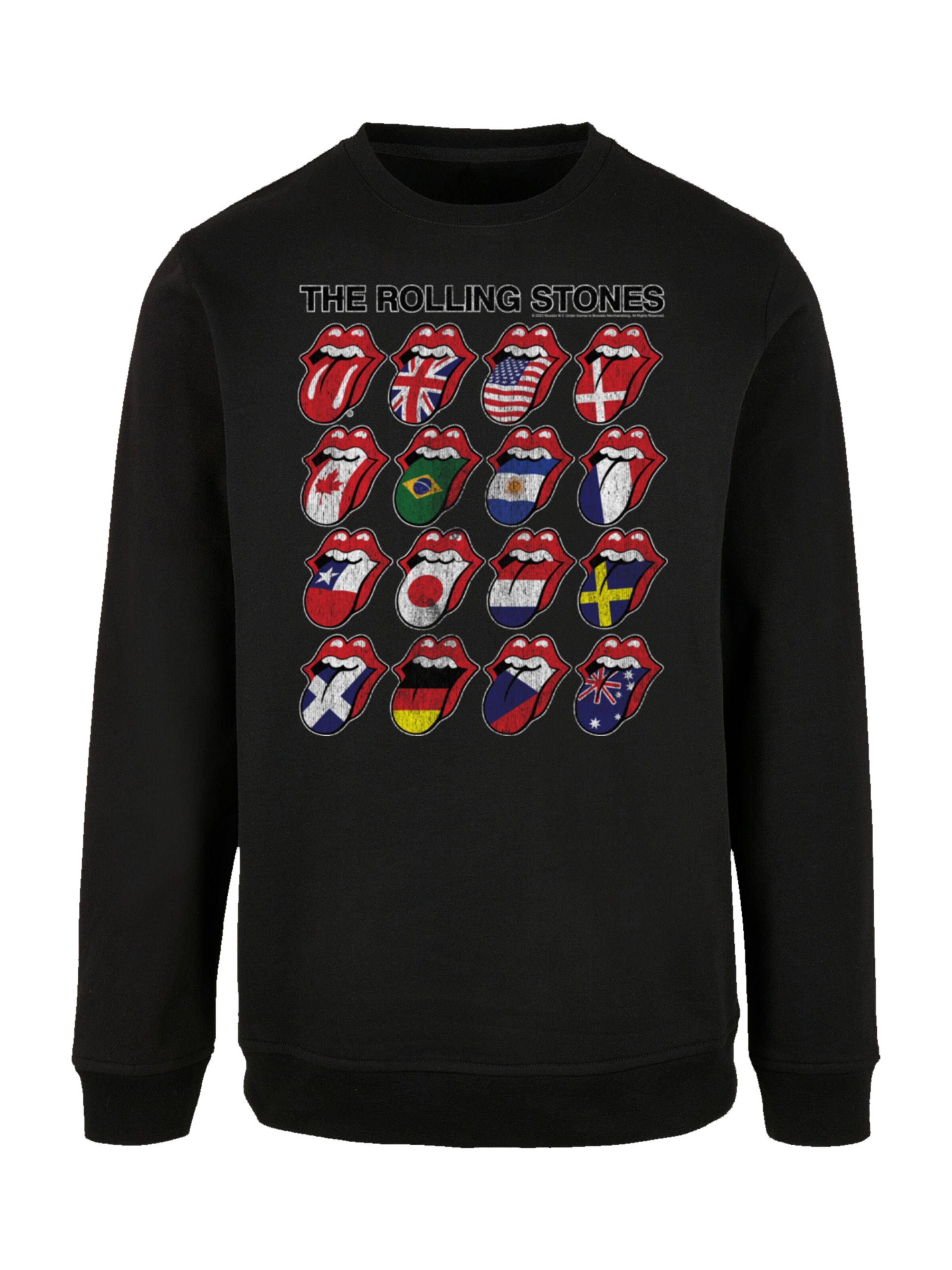 F4NT4STIC Sweatshirt 'The Rolling Stones Voodoo Lounge Tongues' in Zwart: voorkant