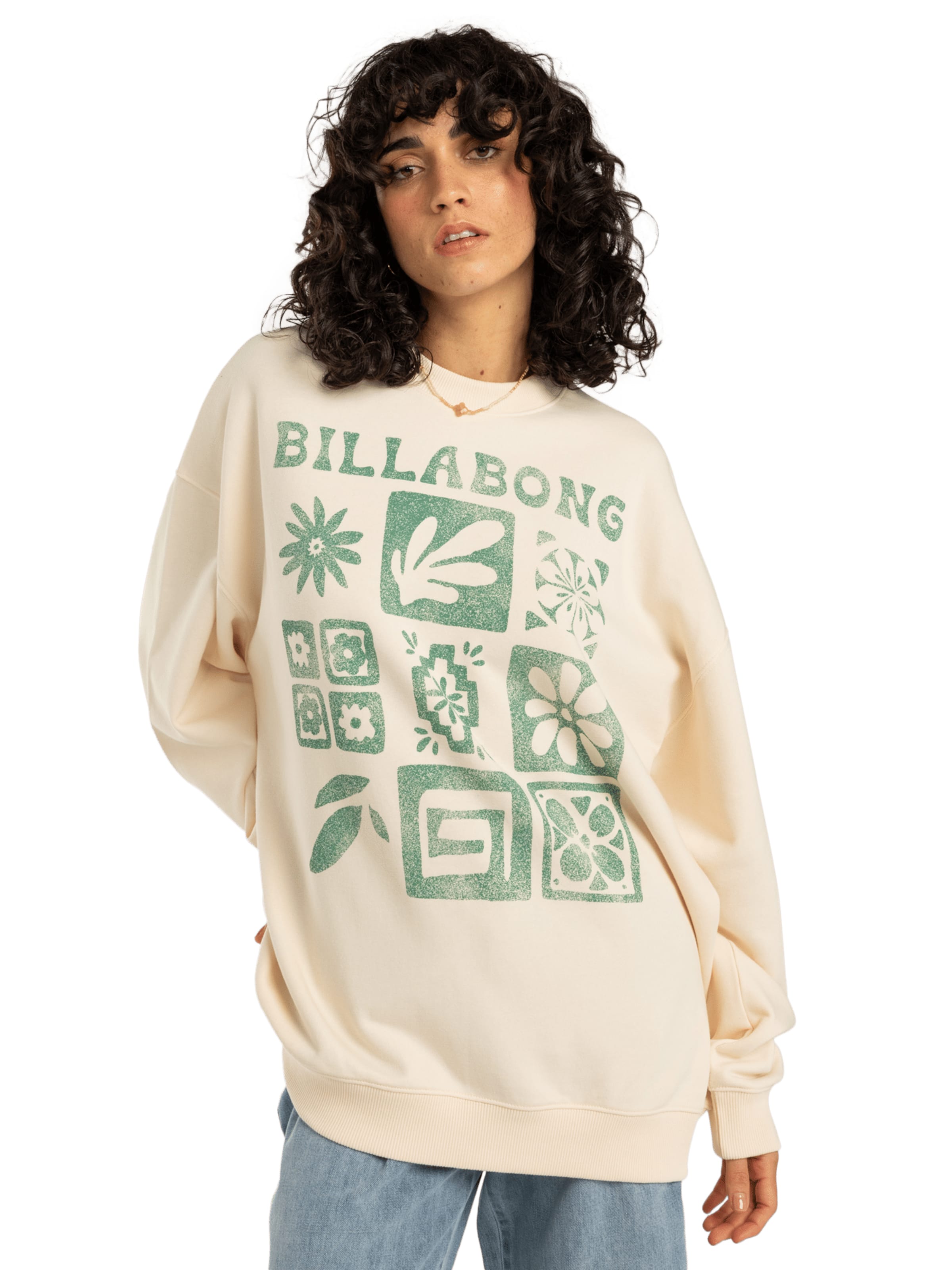 Sweat-shirt 'Ride In' BILLABONG en blanc : devant