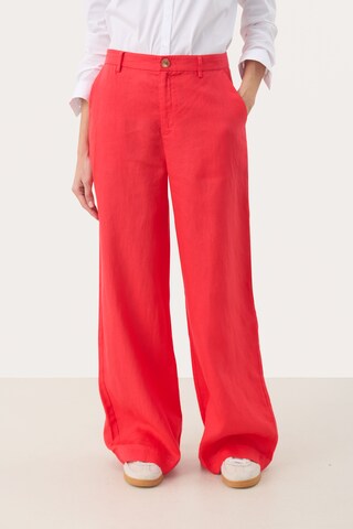 Part Two Wide leg Broek 'Ninnes' in Rood: voorkant
