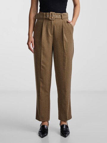 Y.A.S Tapered Trousers with creases 'BELTA' in Brown: front