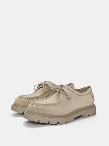 Pull&Bear Šněrovací boty – béžová