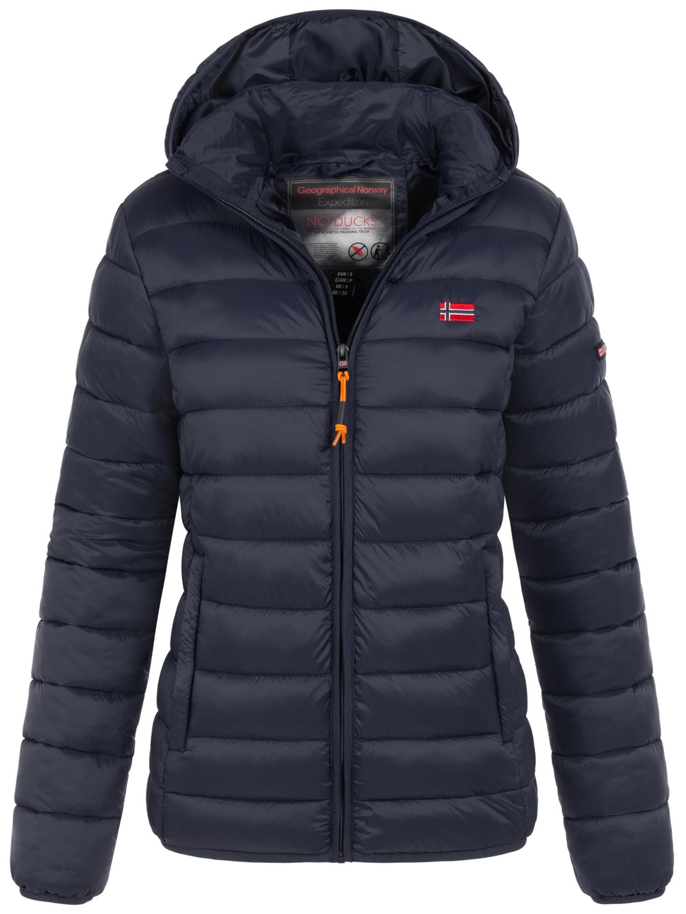 GEOGRAPHICAL NORWAY Winter Jacket 'Damen Herbst Winter Jacke Steppjacke Outdoor Übergangs leicht Kapuze' in Blue: front