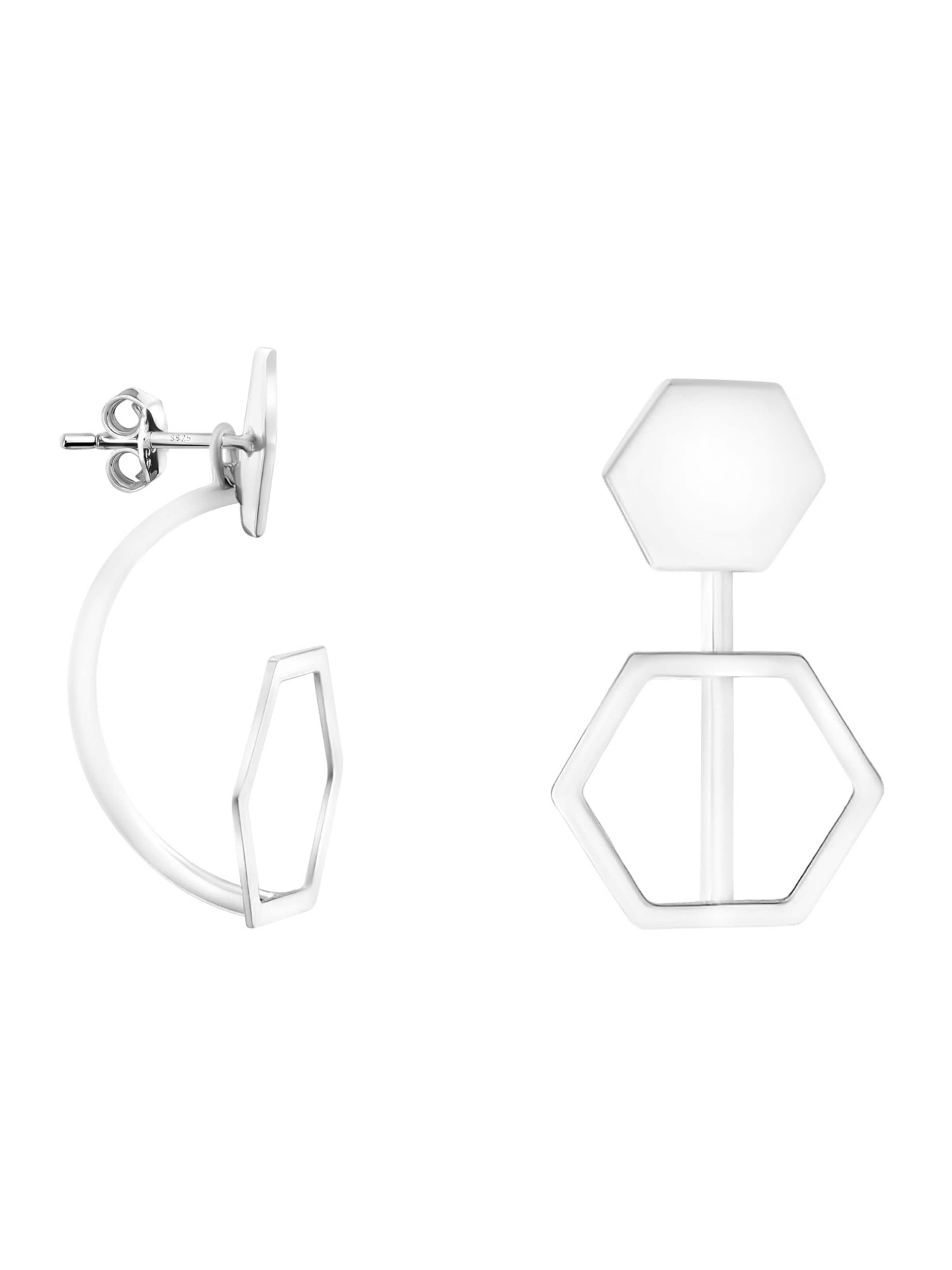 Sofia Milani Ohrringe 'Hexagon'‌‌ in Silber: Vorderseite
