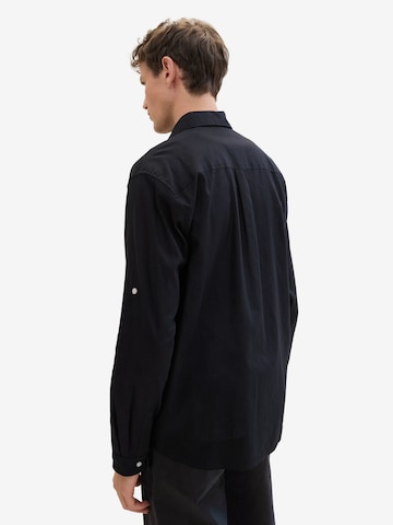 TOM TAILOR DENIM Regular fit Button Up Shirt in Black
