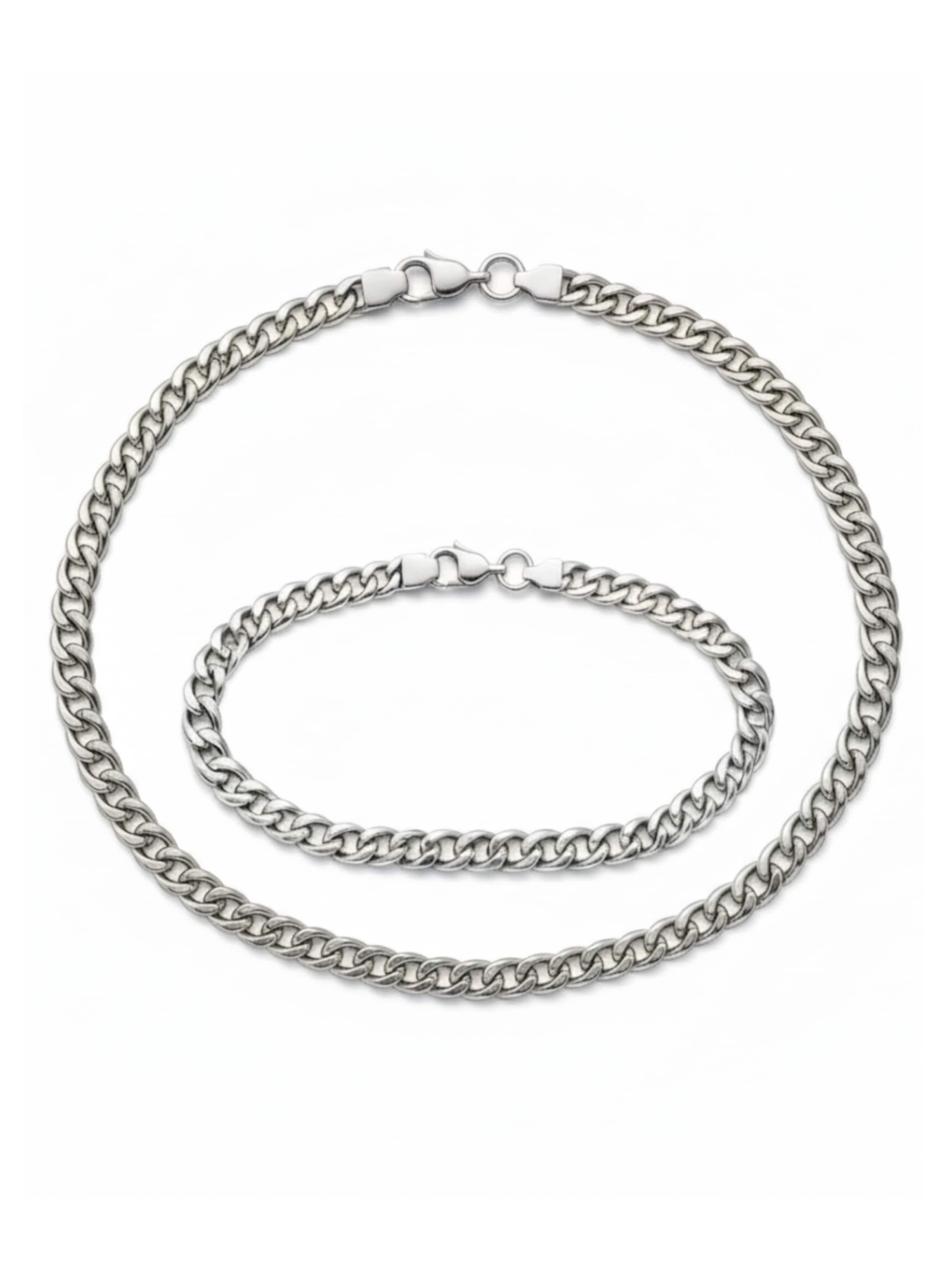 Eternal Jewelry Set 'Cuban' in Silver: front