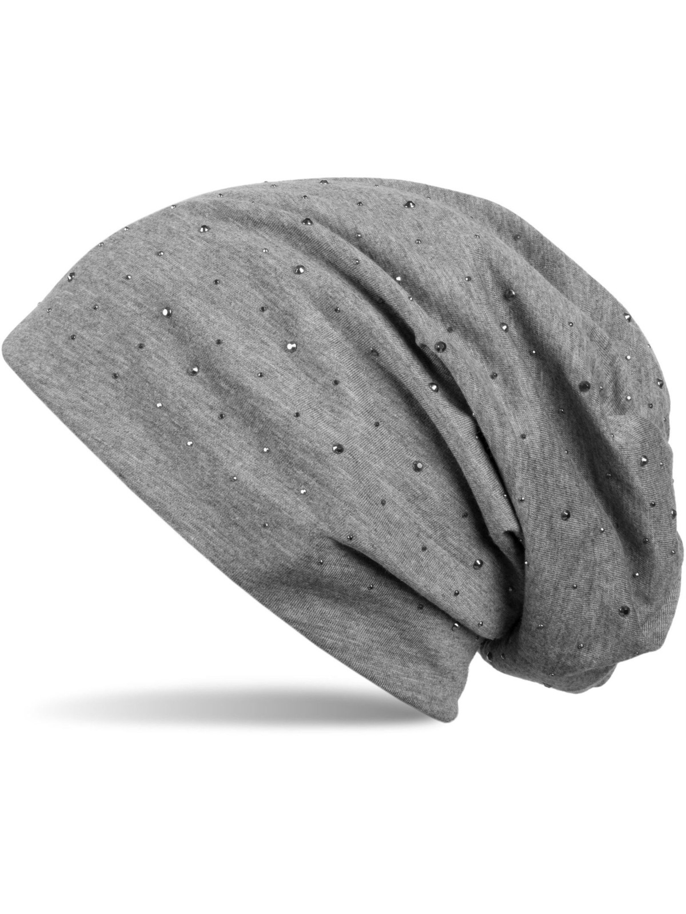 styleBREAKER Mütze 'Beanie mit Strass Nieten Applikation'‌‌‌‌‌‌‌‌‌‌ in grau, Produktansicht