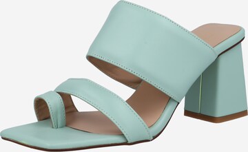 GOLD T-Bar Sandals in Green: front