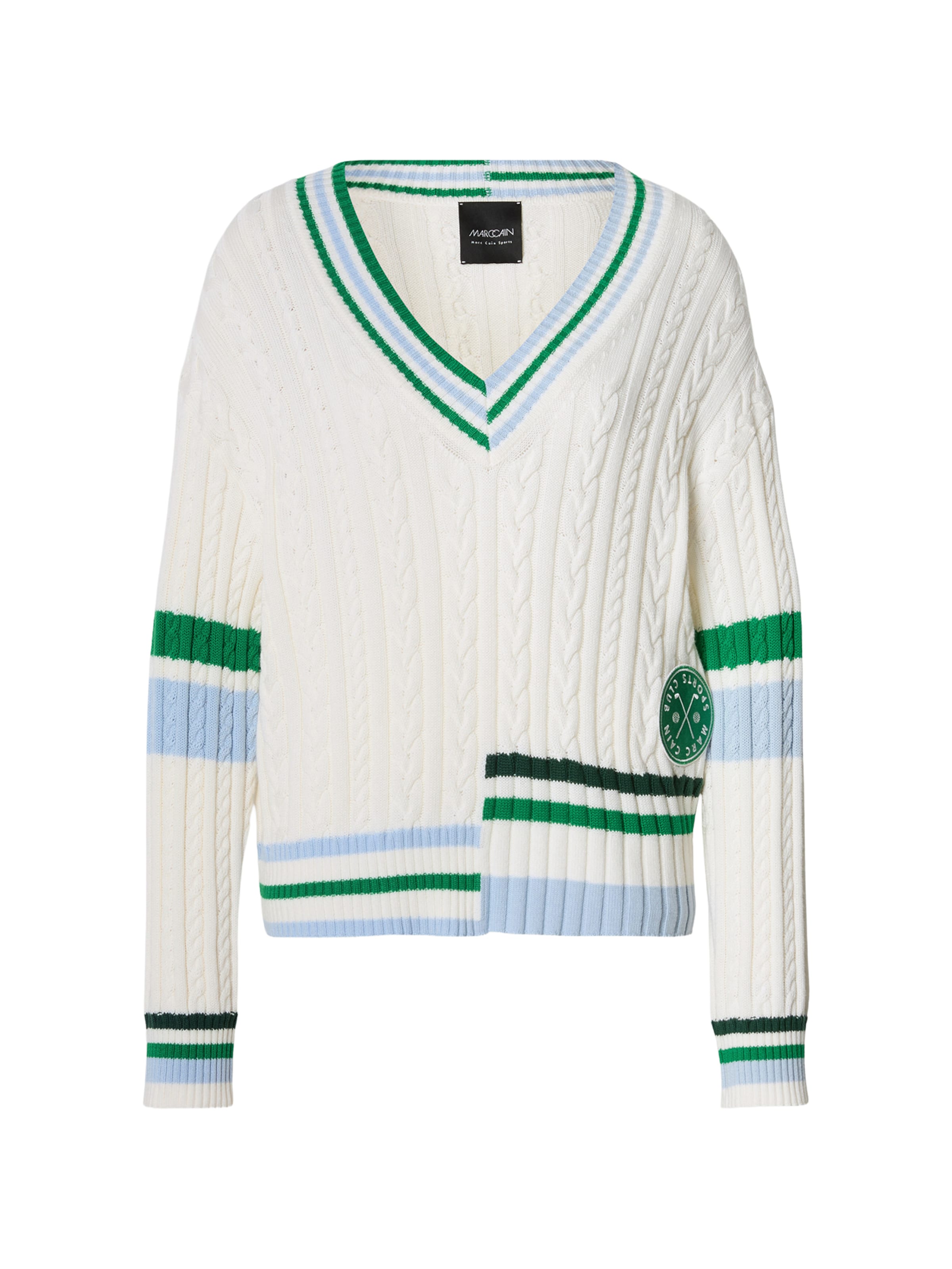 Marc Cain Свитер в Небесно-голубой / Зеленый / Грязно-белый, Обзор товара
