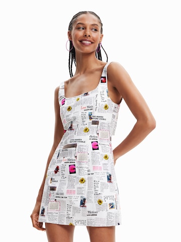Desigual Dress 'Breaking News' in White: front