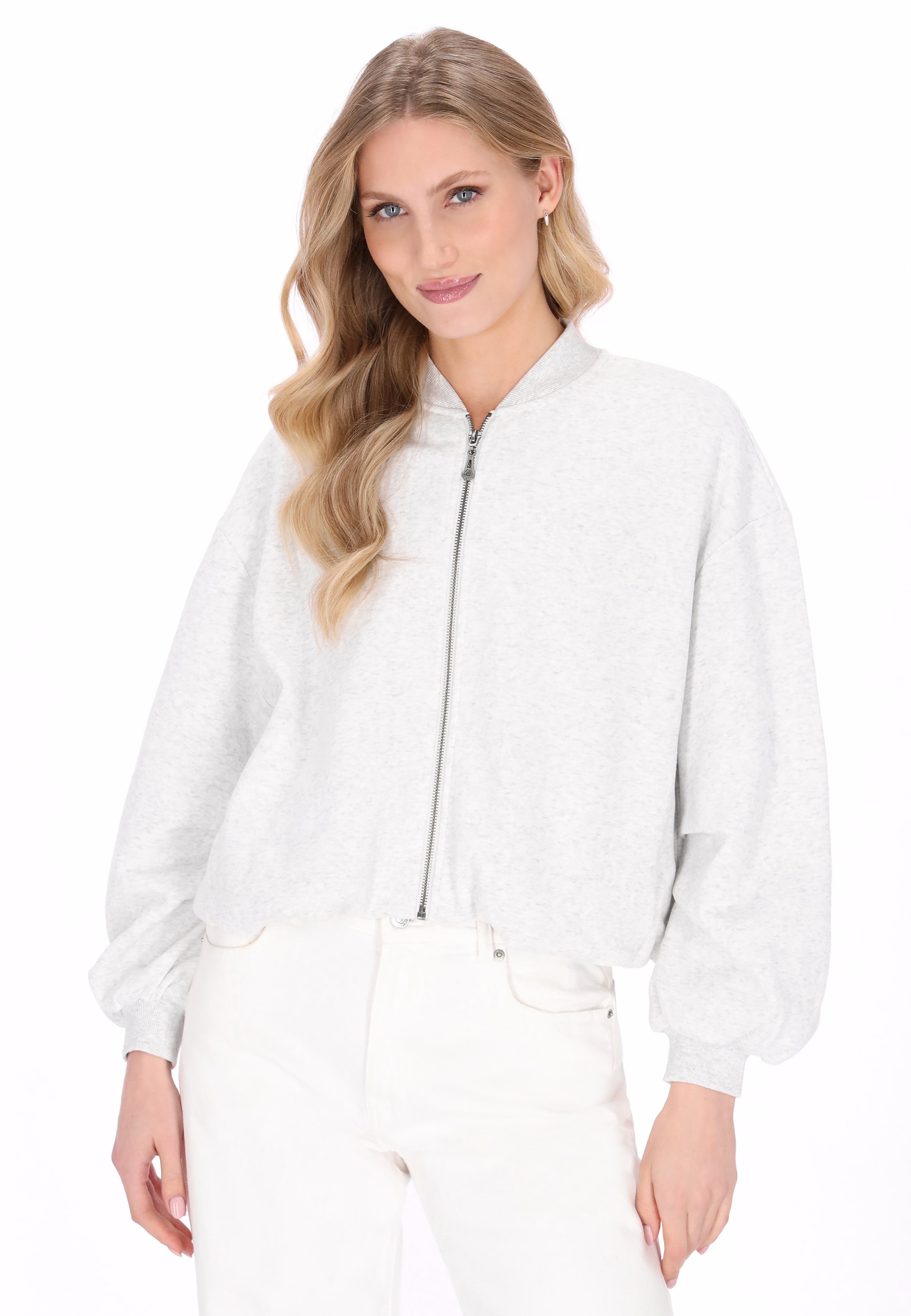 DreiMaster Vintage - Sudadera con cremallera en blanco: frente