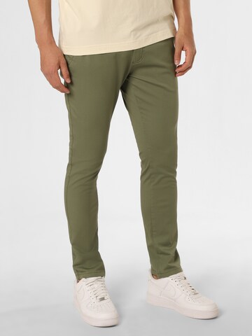 Nils Sundström Slim fit Chino Pants in Green: front