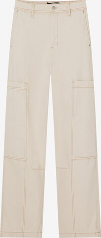 Pull&Bear Loose fit Cargo Pants in White: front