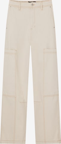 Pull&Bear Loose fit Cargo trousers in White: front