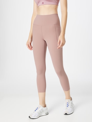 ADIDAS PERFORMANCE Skinny Workout Pants 'Optime Luxe' in Brown: front