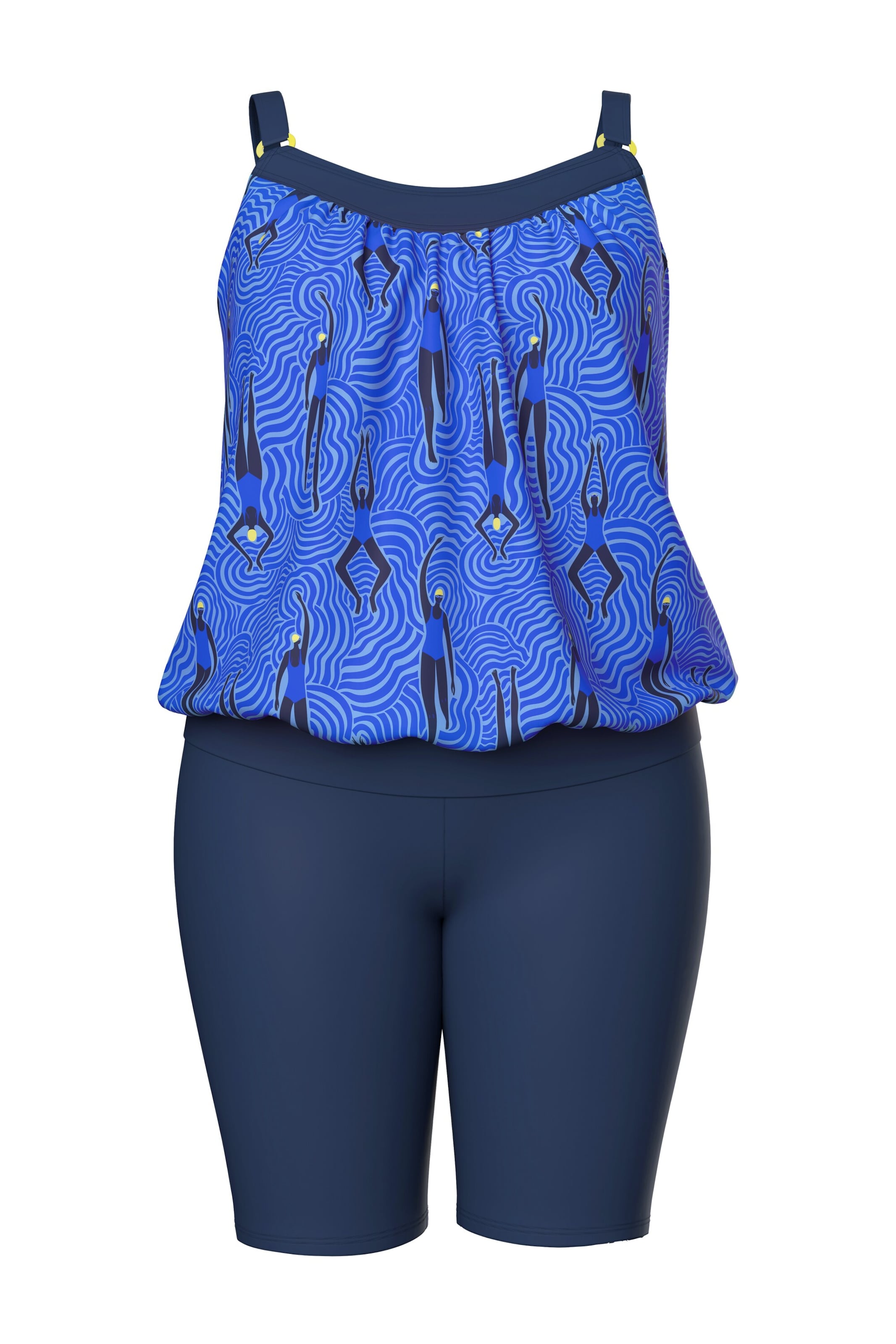 Ulla Popken T-shirt Tankini in Blue: front