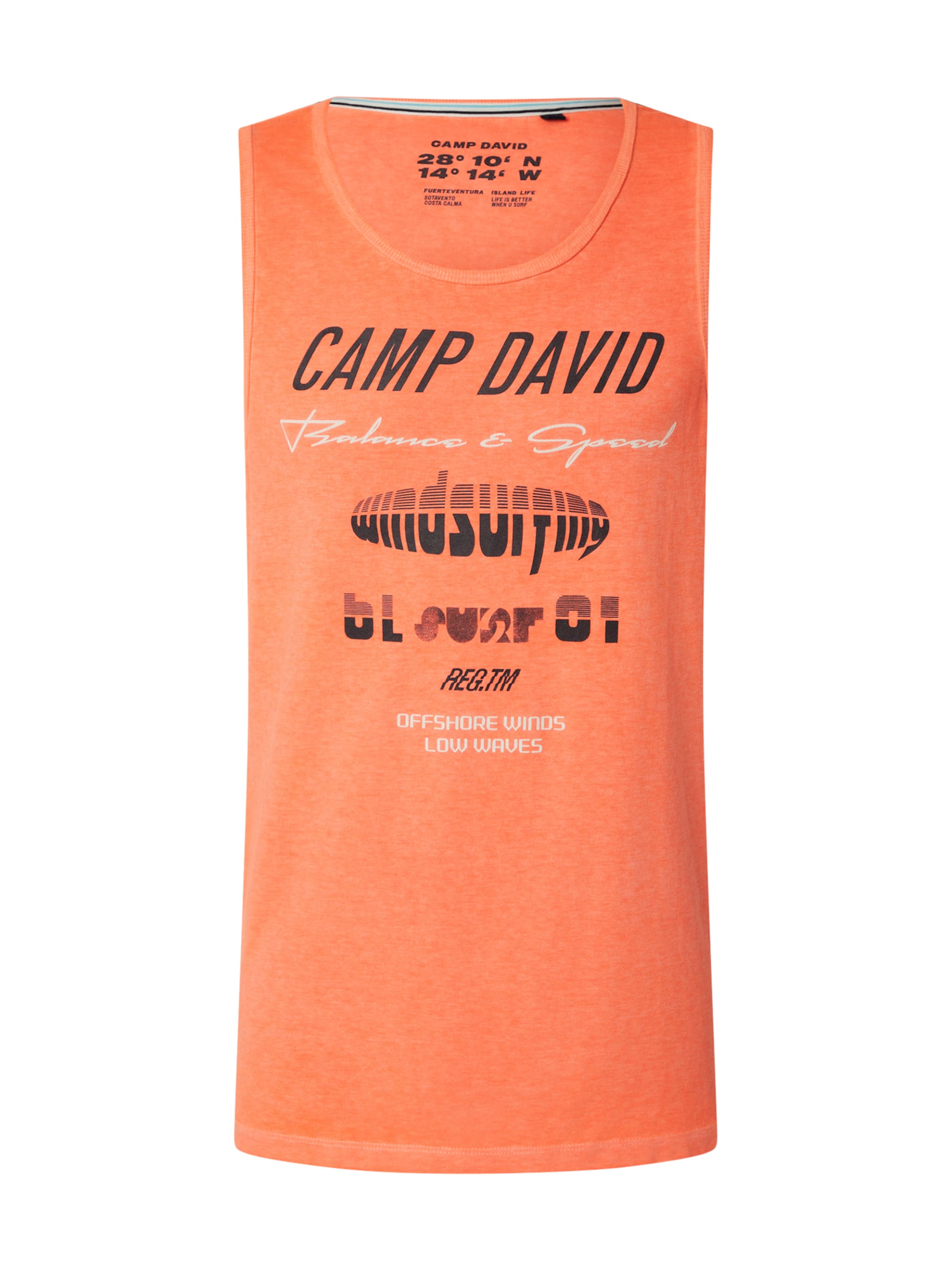 CAMP DAVID Μπλουζάκι 'Windsurfing' σε πορτοκαλί: μπροστά