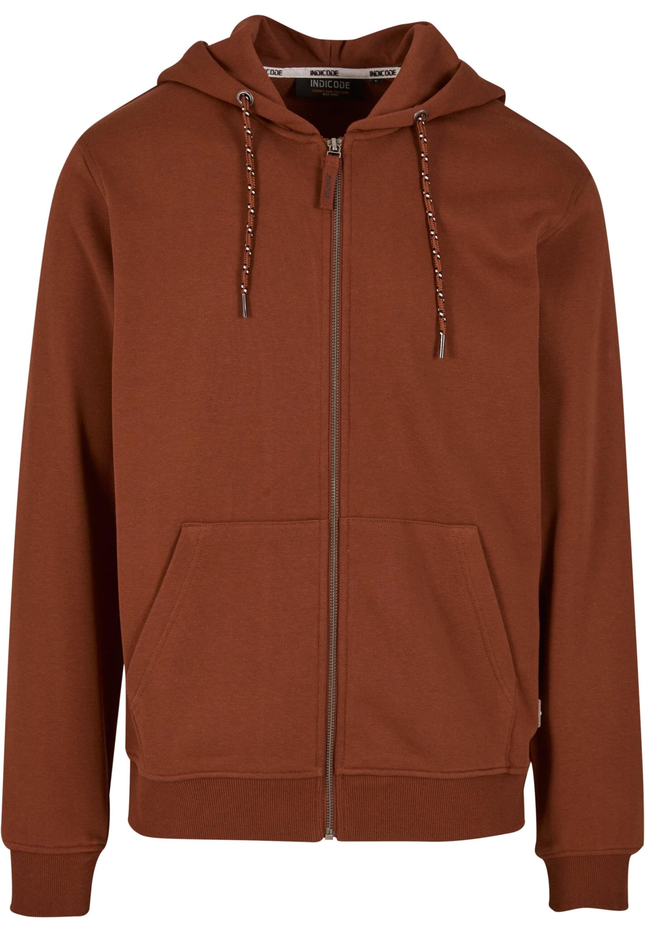 INDICODE JEANS Sweatjacke 'Ponto' in Braun: Vorderseite