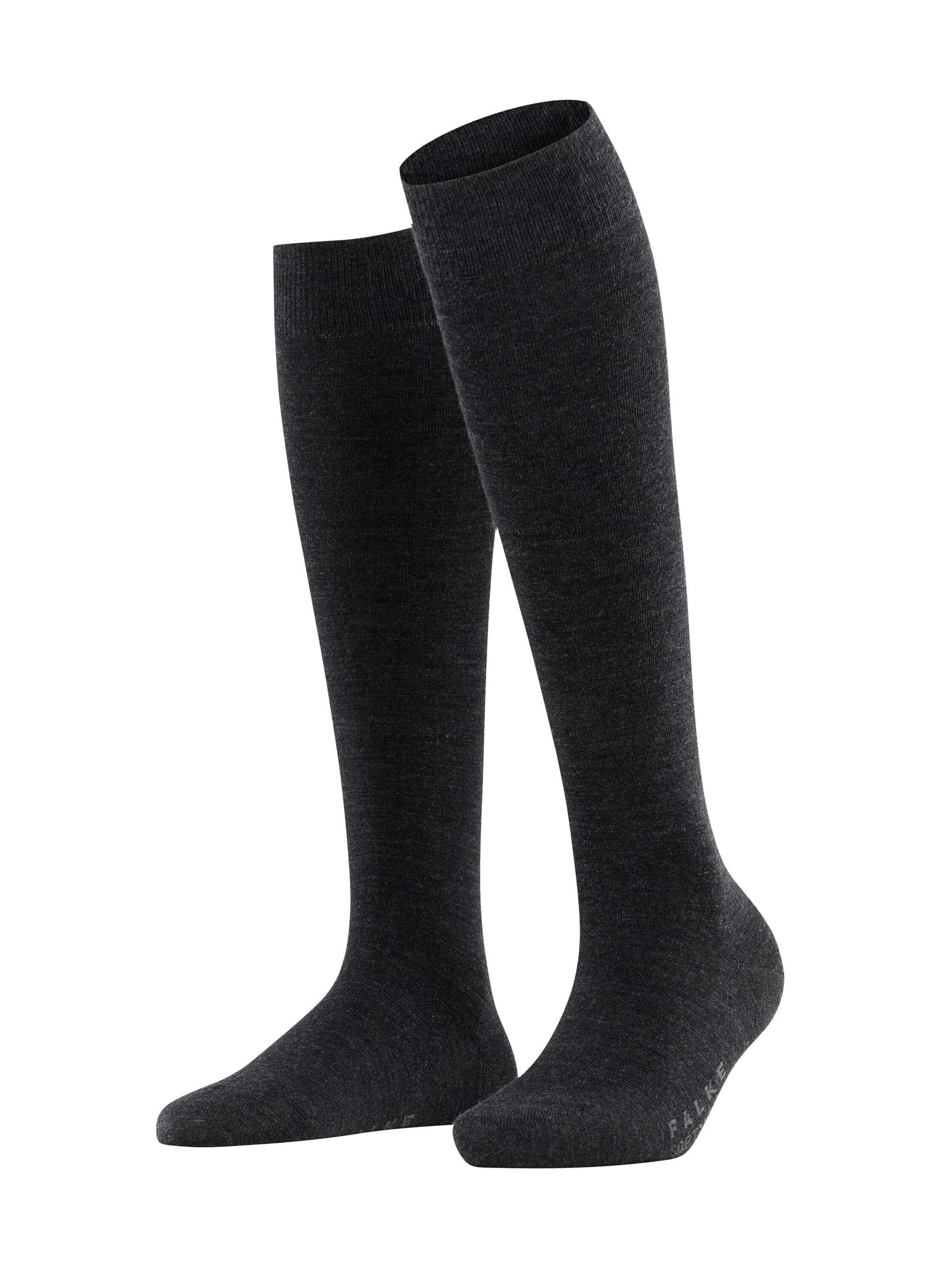 FALKE Knee High Socks 'Softmerino' in Grey: front