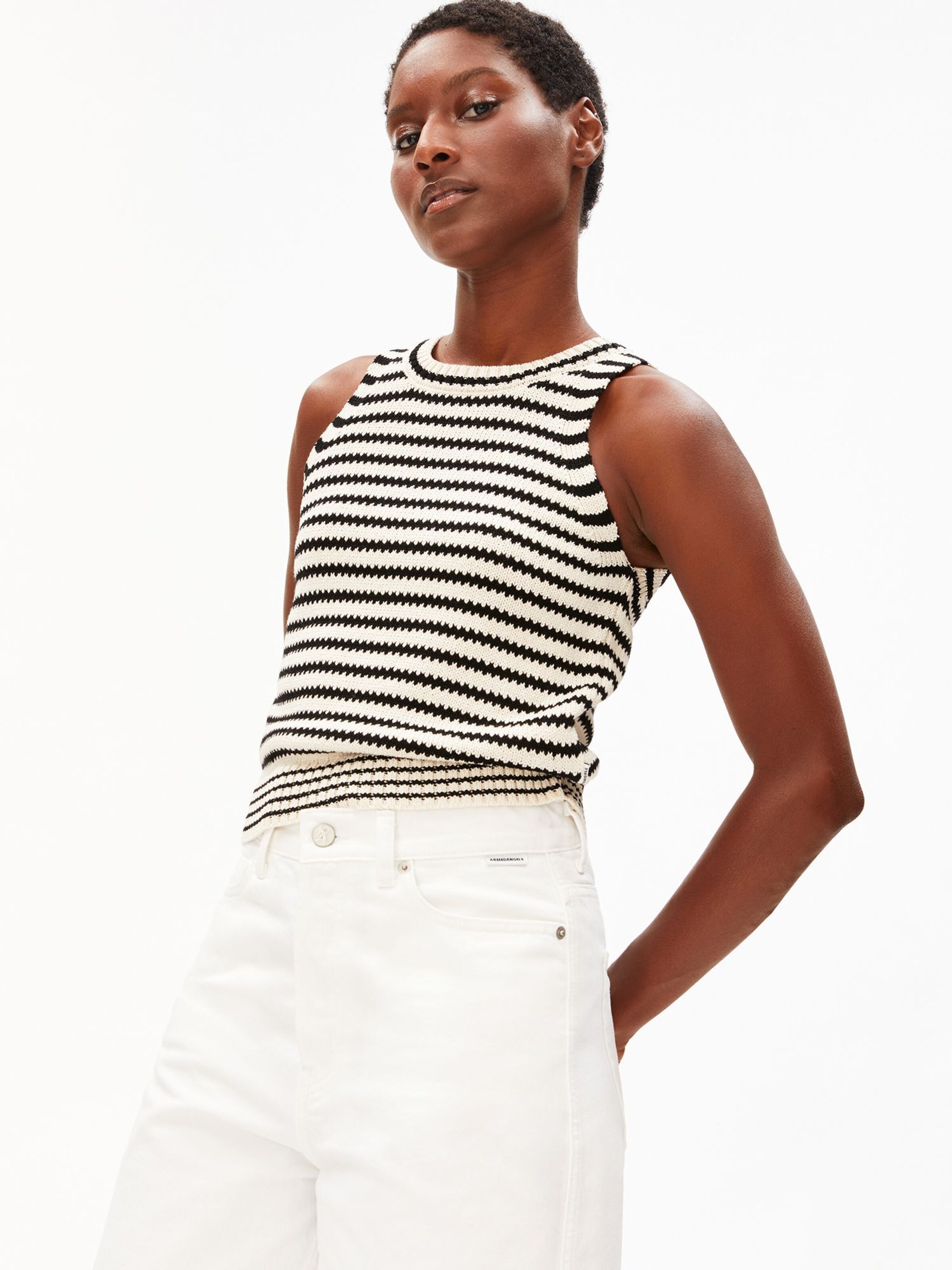 ARMEDANGELS Stricktop STRIPE in Beige: Vorderseite