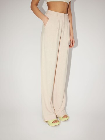 LeGer by Lena Gercke Wide leg Pleat-front trousers 'Thora' in Beige: side