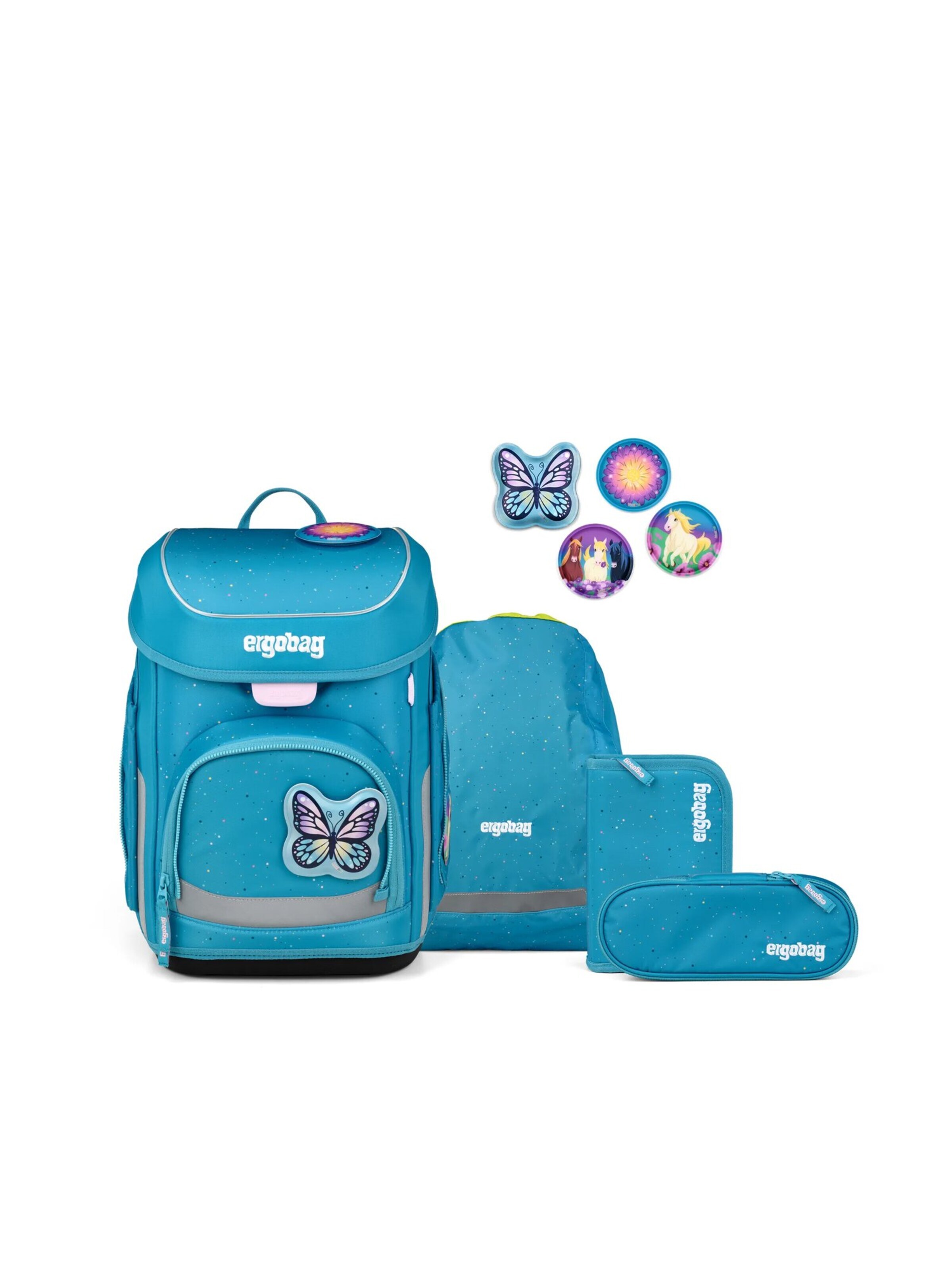 ergobag Backpack 'Schulranzen-Set cubo Set' in Green: front