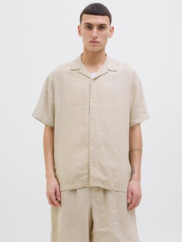 JACK & JONES Comfort fit Button Up Shirt in Grey: front