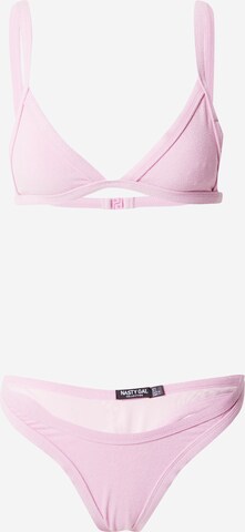 Nasty Gal Trojúhelníková Bikiny – pink: přední strana