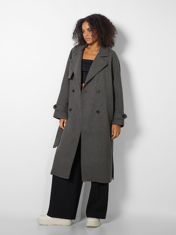 Bershka Between-Seasons Coat in Grey: front