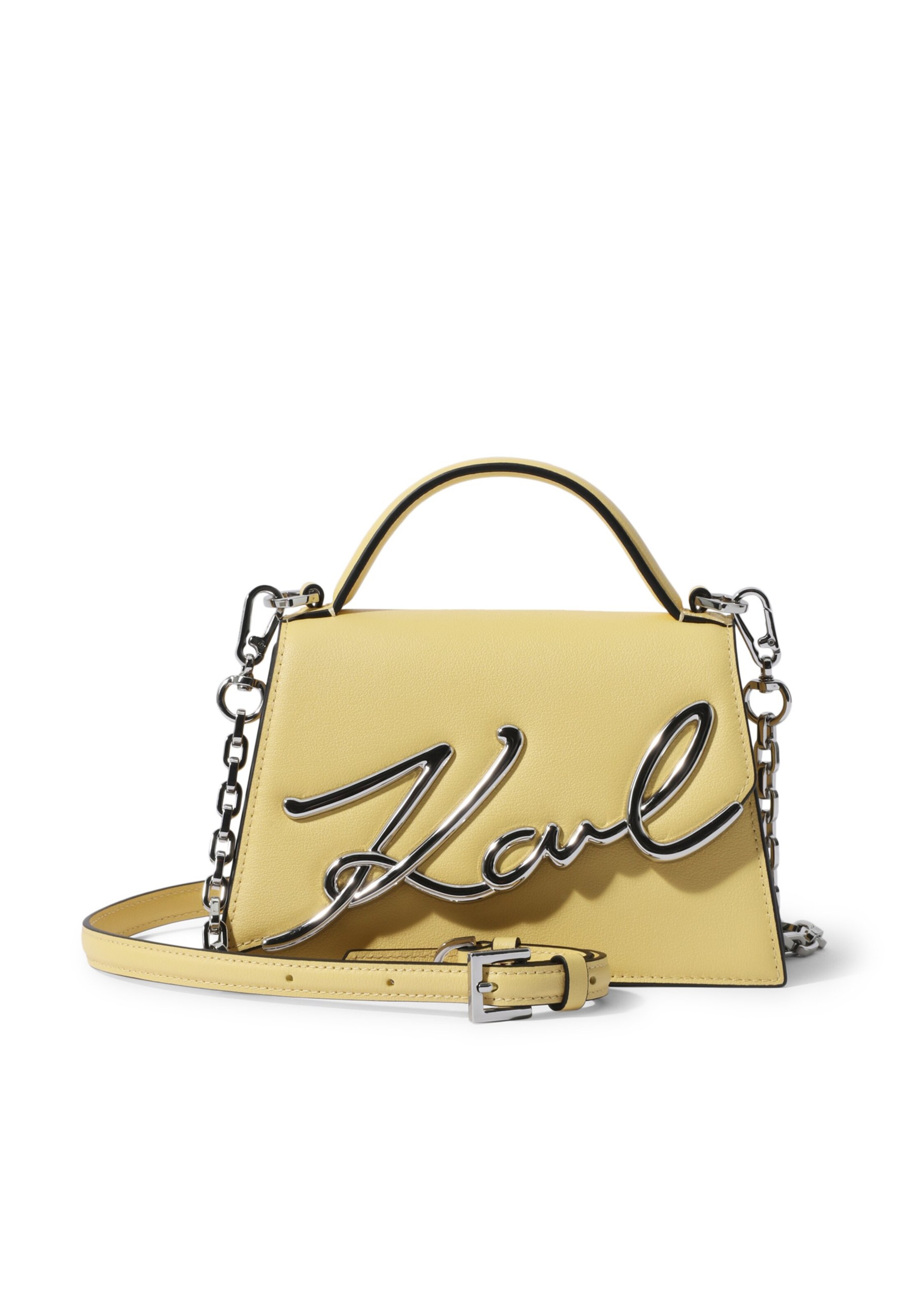 Borsa a mano 'K/SIGNATURE 2.0' di Karl Lagerfeld in giallo: frontale
