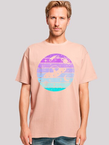 F4NT4STIC T-Shirt 'Retro Alien Weltraum Sonnenuntergang' in Orange: Vorderseite