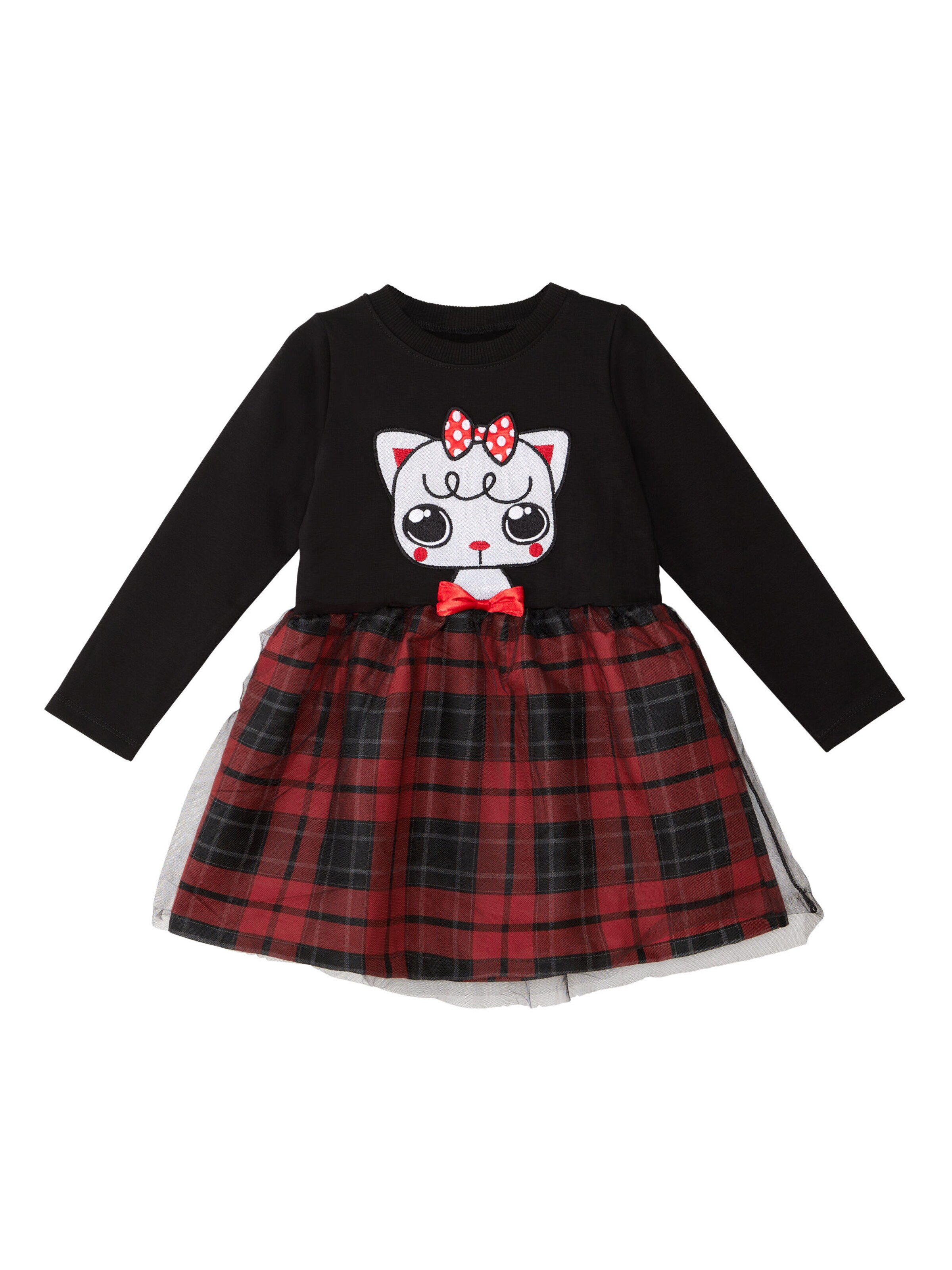 Denokids Jurk 'Red Ribbon' in Zwart: voorkant